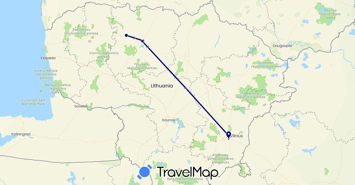 TravelMap itinerary: driving in Lithuania (Europe)